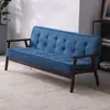 Sofá individual de cuero minimalista moderno nórdico de madera maciza de tres plazas para cafetería, sofá de dos plazas para sala de estar para espacios pequeños