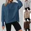 2026 Ropa de mujer transfronteriza europea y americana Amazon otoño e invierno nueva sudadera casual suelta versátil de cuello redondo y manga larga con abertura