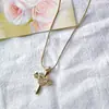 Exagerado y Hermoso Lujo Ligero Personalizado Tortuga Cruz Ángel Búho Incrustado de Diamantes Exquisito Suéter Collar Versátil
