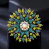 Broche de Flor de Diamante Completo Retro Creativo Europeo y Americano Transfronterizo Accesorios de Vestido de Alta Gama Broche Fijo Antiexposición para Mujer