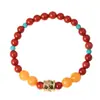Pulseira do Ano Novo Zodiacal de Outono de 2023 de Ágata Vermelha Natural Pulseira de Cera de Abelha da Sorte Pulseira de Presente para Melhor Amigo