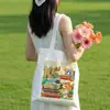 Bolsa de Lona com Ilustração de Cidade, Bolsa Tote de Lona Chinesa Excepcional, Bolsa de Compras Ecológica Personalizada de Grande Capacidade, Bolsa de Pano para Check-In de Atrações Turísticas