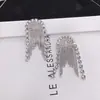 Pendientes Largos Exagerados con Borlas Completamente de Diamante Estilo Europeo y Americano para Mujer, Nuevos Pendientes Largos de Moda Estilo Celebridad de Internet 2025, Accesorios de Oreja de Lujo