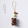 Pau-rosa/Sândalo verde/Madeira arco-íris DIY feito à mão fofo engraçado Urso da Sorte [encontre Urso e Fortuna] pingente de cura
