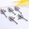 Pulsera de Abalorios Budista Xizang Plata Dos Tonos Mantra de Seis Caracteres con Escrituras de Nubes, Abalorios Sueltos Bodhi Estrella y Luna Perforados, Abalorios Redondos