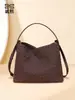 Bolsa feminina tecida de alta qualidade, bolsa de ombro de camurça fosca, bolsa tote vintage, bolsa de ombro casual, bolsa transversal