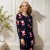 Pijama de manga larga estampado de estilo europeo y americano, nuevo, para otoño e invierno, Navidad, transfronterizo, traje de ropa casera simple y casual para mujer