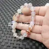 Pulsera de Ágata Cinabrio Redonda Pulsera de Jade Calcedonia de Hielo Pulsera Redonda de 10 mm Pulsera de Mismo Estilo para Hombres y Mujeres Pulsera