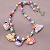 Nuevo y lindo collar de cuentas de resina con diseño de princesa de dibujos animados para niños, colgante de cuentas de colores a juego.
