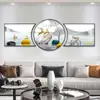 Pintura Decorativa Novo Estilo Parede de Fundo de Sofá Pintura de Paisagem Estilo Chinês Luxo Leve Moderno Simples Pintura de Diamante Quarto Mural Redondo