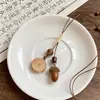 Cuerda de Cera Cuentas de Madera Colgante de Bellota Tomate Collar de Tirar Cadena de Clavícula de Gama Alta Moda de Nicho Collar Retro para Mujeres