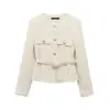 Comércio Exterior Europeu e Americano Atacado de Roupas Femininas Moda Casual Nova Primavera e Verão 2025 Jaqueta Suit com Textura de Cinto