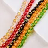 Tira de Cinco Caminos de Riqueza de Vidrio Semi-Terminada Esmaltada Roja, Amarilla, Blanca, Verde, Negra Tira de Cuentas Sueltas 8-14 mm para Fortuna, Prosperidad, Longevidad, Felicidad y Riqueza