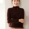 Suéter de Cachemir Diseñado para Mujer Otoño e Invierno 2025 Nuevo Estilo Cuello Alto con Suéter de Punto Holgado Camiseta Interior Engrosada