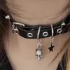 Colar Gargantilha Punk Y2K Diamante Negro Menina Doce Cool Picante Subcultura Gótico Resistente Design de Nicho Acessório