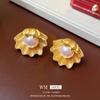 Vintage vintage Aretes Medio Antiguo Marcado Aretes Lujo Ligero Aretes de Botón de Alta Gama Joyería de Industria Pesada Nueva Joyería