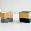 Altavoz de Madera de Bambú Cuadrado Ecológico Bluetooth Mini Portátil Ranura para Tarjeta Altavoz con Luz LED Regalo Promocional Altavoz Pequeño
