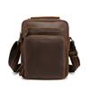 Bolsa de Ombro de Couro Bovino de Primeira Camada, Couro Genuíno, Toque de Luxo, Bolsa de Couro Masculina Transversal, Couro Crazy Horse, Estilo Único, Atacado Transfronteiriço, Bolsa de Mão Simples
