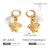 Pendientes de Acero Inoxidable con Perlas Europeos y Americanos Serie Océano Fresas Colgante de Piedra Natural Estilo Pequeño Fresco y Dulce Pendientes que Conservan el Color