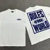 Camiseta Corteiz Devil Island graffiti estampa de letra grande manga curta solta casual moderna unissex algodão