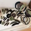 Diadema fina de puntos color café verde para mujer, diadema ancha de ala alta de alta gama, diadema retro de otoño e invierno, accesorio para el cabello versátil para salidas diarias