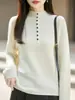 Elegante suéter de cuello medio alto 100% lana pura 2026 otoño/invierno nuevo para mujer, adelgazante, elegante, suave
