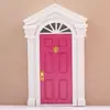 1:12 Casa de Muñecas/Cabaña DIY Casa de Muñecas Puerta Exterior Doble Columna Puntiaguda Puerta de 6 Rejillas Puerta de Sol Colorida