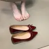 Sapatos Mary Jane com laço para o dia a dia, sapatilhas de bico fino para o trabalho para mulheres, novos mocassins versáteis de bico baixo da moda 2025