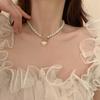 Colar de pérolas barrocas para mulheres, versátil, design de nicho, corrente para suéter, joia de corrente para clavícula de luxo leve, atacado