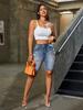 Primavera e verão de 2024 Europa e Estados Unidos transfronteiriços jeans Amazon novos rasgados slim-fit elástico lavados shorts jeans femininos