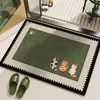 Tapete de Chão para Banheiro Estilo Medieval, Tapete Absorvente de Terra de Diatomáceas de Secagem Rápida, Tapete de Pé Antiderrapante e Resistente à Sujeira para Entrada de Vaso Sanitário