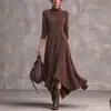Vestido holgado de estación independiente 2026 Informal occidental empalme europeo y americano transfronterizo tejido elegante gris Amazon no