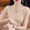 Nova Camisola Feminina de Meia-Gola Sem Mangas para Primavera, Colete Liso para Usar por Baixo de um Blazer, Colete de Tricô