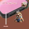 Plug de Pó para Celular Cruzado 2D Plano de Acrílico Ornamento Tipo Pingente de Gato Fofo Interface Oval Tipo-C Desenho Animado
