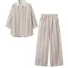 Venta al por mayor transfronteriza de ropa de mujer estilo europeo y americano: conjuntos de camisas casuales a rayas estampadas, modernos y cómodos, en AliExpress