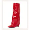 Botas Nuevas para Mujer Otoño/Invierno 2026 Punta Cuadrada Tacón de Cuña Botas Altas hasta la Rodilla Botas para Pantalón Color Sólido Moda Simple Botas de Moda para Ponerse