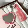 Colgante de Set de Peine Espejo Acrílico en Forma de Corazón, Accesorio de Bolsa Simple y Versátil, Llavero de Peine con Mango Portátil