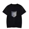 Verano urbano ocio día hombre camiseta ataque titán ataque negro caricatura impresa niña manga corta algodón