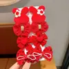 Horquilla Roja Infantil para Festival de Primavera, Pin de Tela Roja con Puntos Blancos Lindo para Niña con Lazo, Horquilla con Ambiente de Año Nuevo