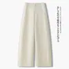 Pantalones de pierna ancha de cintura alta personalizados para mujer, versátiles para primavera/otoño, sueltos, de pierna recta, para ir al trabajo, alargan las piernas, adelgazantes, color liso simple, casual