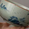 Tazón de Matcha Pintado a Mano de Brother Kiln con Soporte para Batidor de Té, Herramientas de Matcha para Batir y Mezclar, Base para Pincel de Matcha, Juego de Tazas con Punto para Servir Té