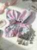 Goma de pelo cuadrada retro francesa para coleta, scrunchie artístico de estilo de hada, bufanda para mujer, accesorios, al por mayor en stock