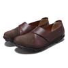Sapatos Femininos de Camada Única para Primavera e Outono Slip-on Preguiçosos Sapatos Casuais Femininos Sapatos Femininos de Camurça Costurados Couro Salto Grosso Sapatos de Cano Baixo