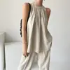 Algodón Lavado Estilo Coreano Chic Temperamento 2026 Nuevo Verano Amigable con la Piel Retro Plisado Camisola Top de Tirantes para Mujer