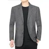 Suministro exclusivo transfronterizo: Nueva colección de primavera y otoño de trajes de cuadros de un solo pecho y dos botones para negocios casual para hombres de mediana edad