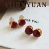 Nuevos Pendientes de Esmalte Rojo de Moda con Signo Zodiacal, con un Toque de Lujo Ligero y Alta Gama, Clips para Orejas Sencillos y Elegantes para Mujer