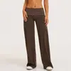 Pantalones de Yoga Plegables Transfronterizos a Rayas de Cintura Microcampana para Mujer Pantalones de Boca de Campana Ropa Deportiva Casual para Exteriores Pantalones Largos Deportivos