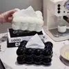 Caixa de Lenços Plástica Marshmallow Cor Creme Estilo Europeu para Sala de Estar Mesa de Jantar Porta-Guardanapos Decoração de Mesa