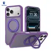 Transfronterizo adecuado para Apple 18 Pro Max funda con soporte giratorio de 360 grados 17 Pro magnética con sensación de piel 16 funda de teléfono al por mayor