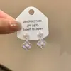 Pendientes Franceses Elegantes de Zirconia Púrpura con Forma de Trébol de Cuatro Hojas y Perla, Exquisitos, Modernos, Versátiles, Súper Brillantes, de Lujo Ligero, Accesorios de Pendientes Femeninos